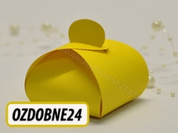 Pudełko 50x50x40 mm matowe żółte podziękowania zamknięte złożone