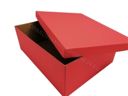 Duże pudełko na prezent 400x300x140 mm matowe czerwone lekko otwarte