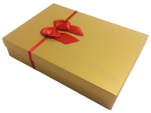 Złote pudełko 350x240x70 mm do pakowania odzieży