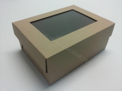 Pudełko z okienkiem 185x145x60 mm gładkie eko zamknięte widok z ukosa