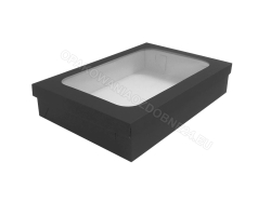 Pudełko z okienkiem 350x240x70 mm gładkie czarne