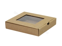 Pudełko fasonowe z okienkiem 150x130x30 mm karbowane kraft