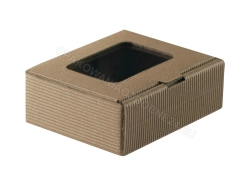Pudełko z okienkiem 90x75x30 mm karbowane kraft