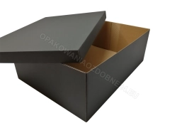Duże pudełko na prezent 400x300x140 mm matowe czarne lekko otwarte widok z ukosa