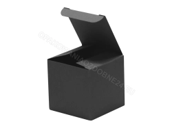 Pudełko 50x50x50 mm małe gładkie czarne otwarte widok z ukosa