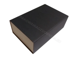 Pudełko szufladkowe wsuwane 140x100x50 mm gładkie czarne zamknięte widok z ukosa