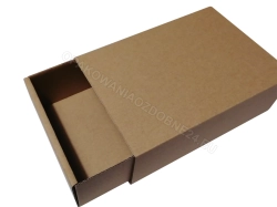 Pudełko szufladkowe wsuwane 140x100x50 mm gładkie eko kraft lekko otwarte widok z góry
