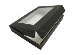 Czarne pudełko z okienkiem 200x140x30 mm kaszerowane