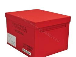 Pudełko na koperty 300x250x200 mm czerwona Poczta Weselna widok z ukosa
