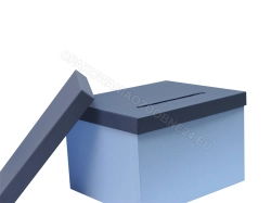 Granatowe pudełko na koperty 300x250x200 mm widok na pudełko z dwoma wieczkami