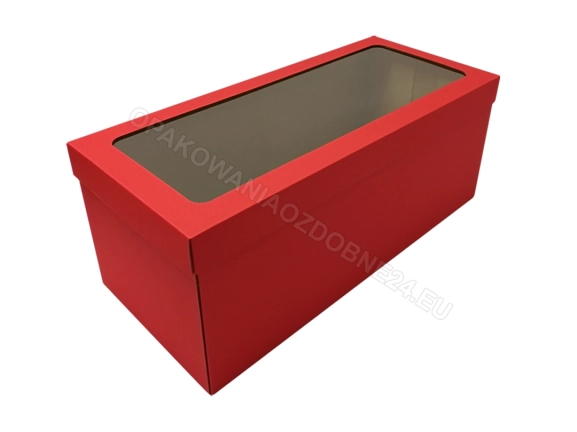 Pudełko z okienkiem na lalkę 500x220x200 mm gładkie czerwone
