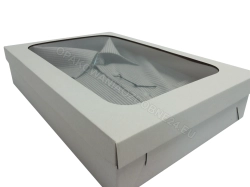 Białe pudełko fasonowe z okienkiem 350x240x70 mm