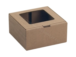 Pudełko z okienkiem 100x100x50 mm karbowane kraft