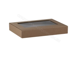 Pudełko z okienkiem 200x140x30 mm karbowane zamknięte widok z tyłu