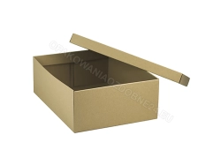 Pudełko prezentowe 400x300x145 mm gładkie kraft lekko otwarte widok z przodu lekko z ukosa