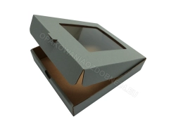 Pudełko z okienkiem 150x130x30 mm popielate do pakowania ciastek i pierników