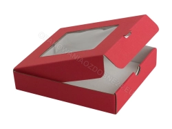 Pudełko 100x100x20 mm czerwone z okienkiem