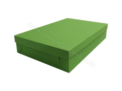 Pudełko fasonowe 350x240x70 mm matowe zielone zamknięte widok z ukosa