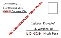 Pudełko na koperty czerwona Poczta Weselna wzór pocztówki przyklejonej na pudełko