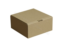 Pudełko składane 100x100x50 mm gładkie kraft - zamknięte widok z ukosa