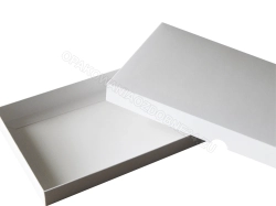Małe pudełko kartonowe 120x90x20 mm białe ozdobne matowe - otwarte, widok z góry