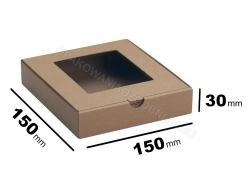 Pudełko z okienkiem 150x150x30 mm gładkie kraft
