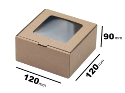 Pudełko z okienkiem 120x120x90 mm gładkie kraft