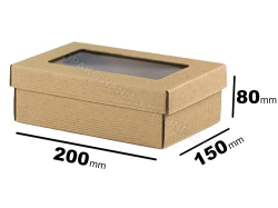 Pudełko z okienkiem 200x150x80 mm karbowane kraft