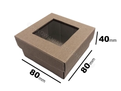 Pudełko z okienkiem 80x80x40 mm z otwartą falą kraft