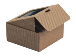 Pudełko z okienkiem 100x100x50 mm karbowane - lekko otwarte