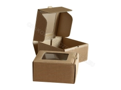 Pudełko produktowe z okienkiem 100x100x50 mm karbowane