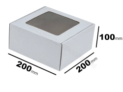 Pudełko 200x200x100 mm białe 1200 szt. z folią w okienku