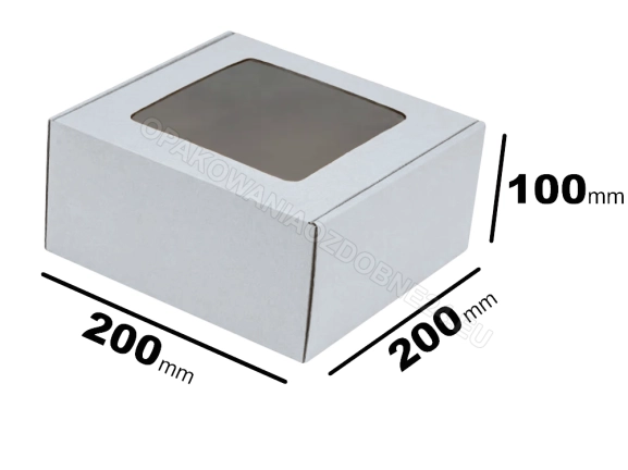 Karton fasonowy z okienkiem 200x200x100 mm biały