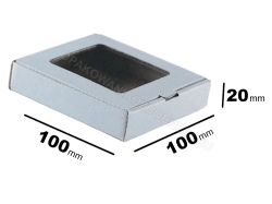 Białe opakowanie 10x10x2 cm z folią w okienku