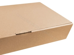 Pudełko fasonowe 350x240x70 mm gładkie kraft - zamknięte, widok na zamknięcie