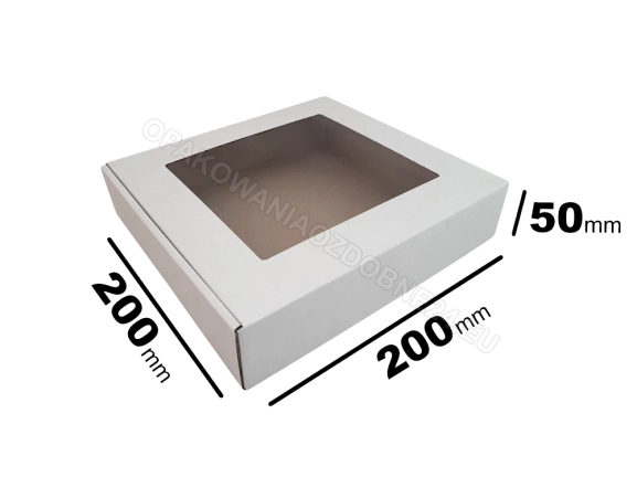 Pudełko z okienkiem 200x200x50 mm 100 szt. białe gładkie