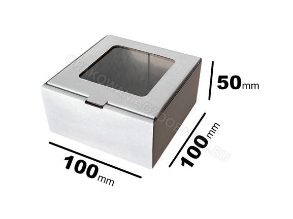 Pudełko 100x100x50 mm 100 szt. białe z oknem