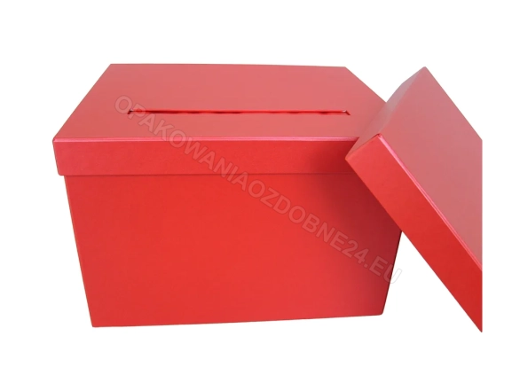 Perłowe pudełko na koperty 300x250x200 mm ślubne czerwone