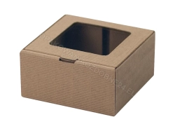 Pudełko z okienkiem 80x80x40 mm karbowane kraft