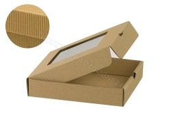 Pudełko z okienkiem 150x130x30 mm karbowane kraft otwarta fala