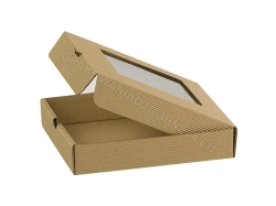 Pudełko z okienkiem 150x130x30 mm karbowane kraft