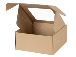Pudełko z okienkiem 200x260x100 mm gładkie kraft na zestawy prezentowe