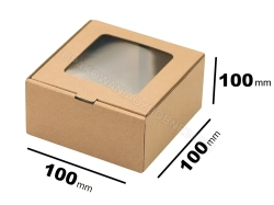 Pudełko z okienkiem 100x100x100 mm gładkie kraft