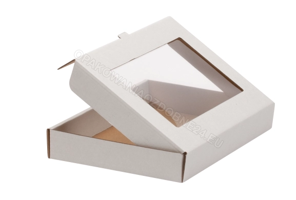 Pudełko z okienkiem białe 200x140x30 mm - otwarte