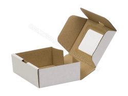 Pudełko z okienkiem białe 90x75x30 mm fala E - otwarte