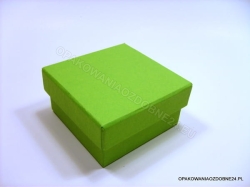 Pudełko 90x90x40 mm ręcznie oklejone zielone zamkniete