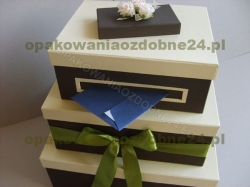 Piętrowe pudełko 350x300x390 mm na koperty widok na wrzutkę z kopertą