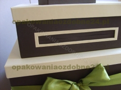 Piętrowe pudełko 350x300x390 mm na koperty kolory ecru i brąz