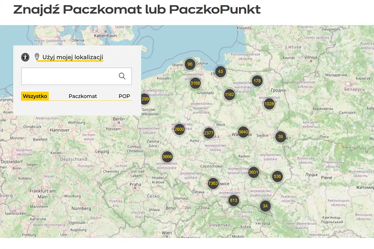 Mapa punktów InPost – wyszukiwanie Paczkomatu i PaczkoPunktu