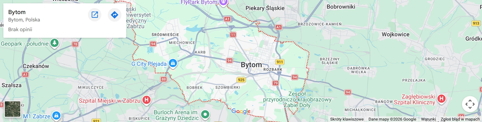 Mapa dojazdu kartony i pudełka Bytom